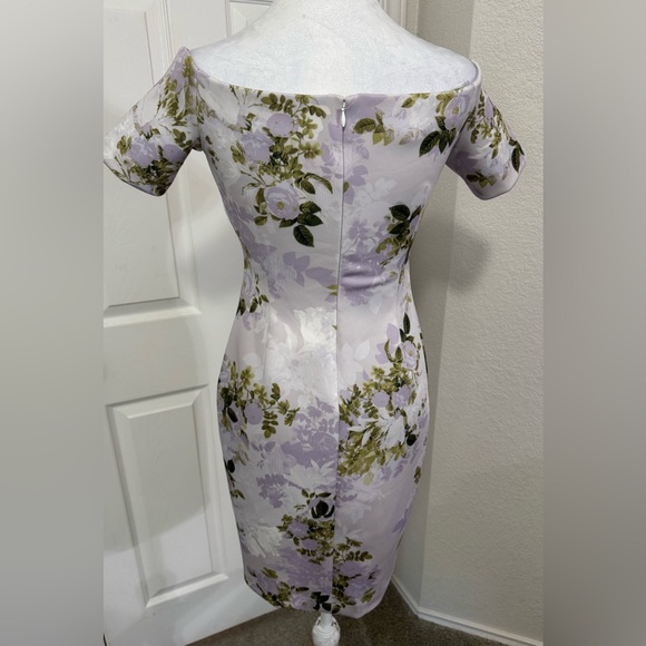 Calvin Klein Women's Off-The-Shoulder Floral Scuba Sheath Dress Size 2P - Picture 4 of 10